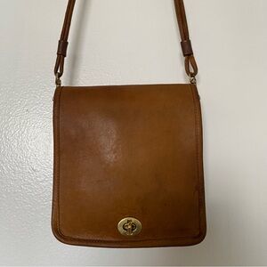 Vintage Coach Early Compact Pouch With Double Straps No. 9620 in Tabac Leather